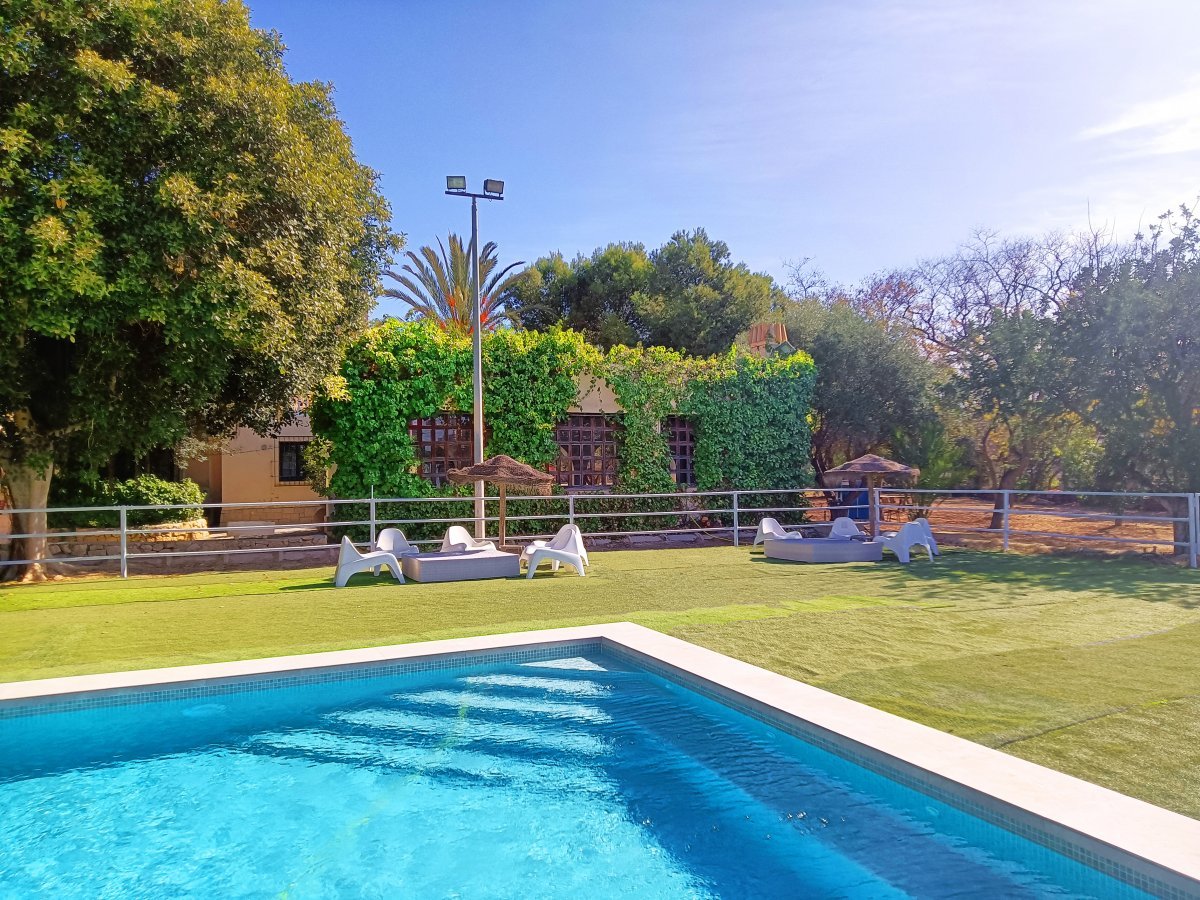 Villa la Gran Duquesa - From the pool we see the facade of the bbq covered with a beautiful ivy.